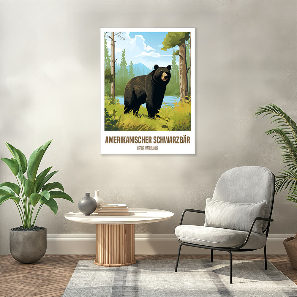 wandbilder-tiere-leinwand-poster-amerikanischer-schwarzbar-3x4