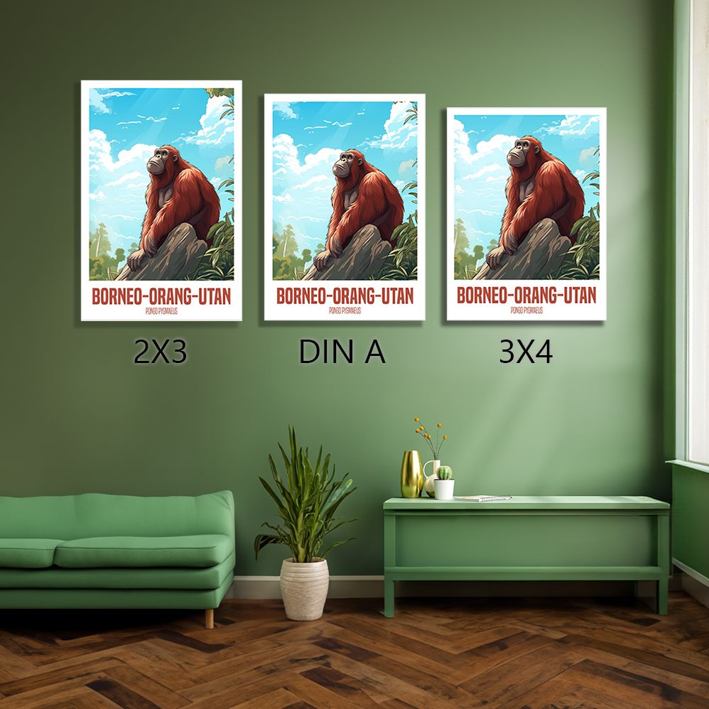 wandbilder-tiere-leinwand-poster-borneo-orang-utan-2-Format-Vergleich