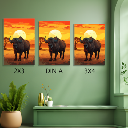 wandbilder-tiere-leinwand-poster-buffel-leinwand-collage