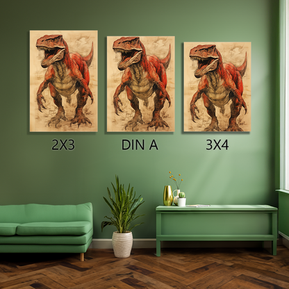 wandbilder-tiere-leinwand-poster-dinosaurier-leinwand-collage