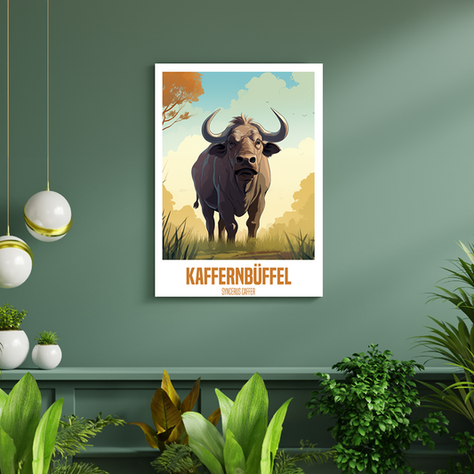 wandbilder-tiere-leinwand-poster-kaffernbuffel-DIN