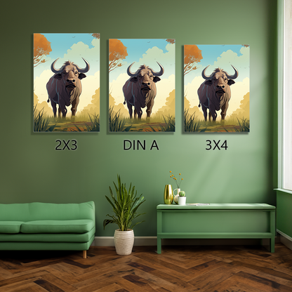 wandbilder-tiere-leinwand-poster-kaffernbuffel-full-formatvergleich