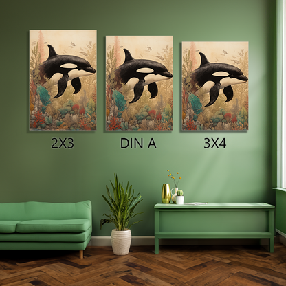 wandbilder-tiere-leinwand-poster-orca-leinwand-collage