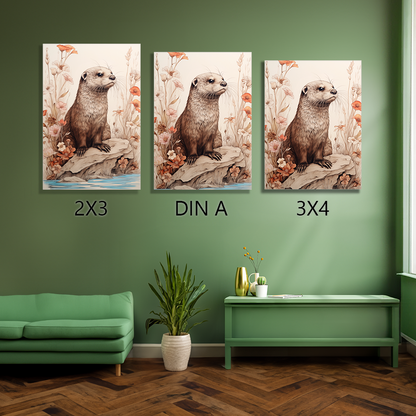 wandbilder-tiere-leinwand-poster-otter-leinwand-collage