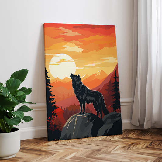 wandbilder-tiere-leinwand-poster-schwarzer-wolf-2x3