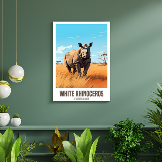 wandbilder-tiere-leinwand-poster-white-rhinoceros-DIN